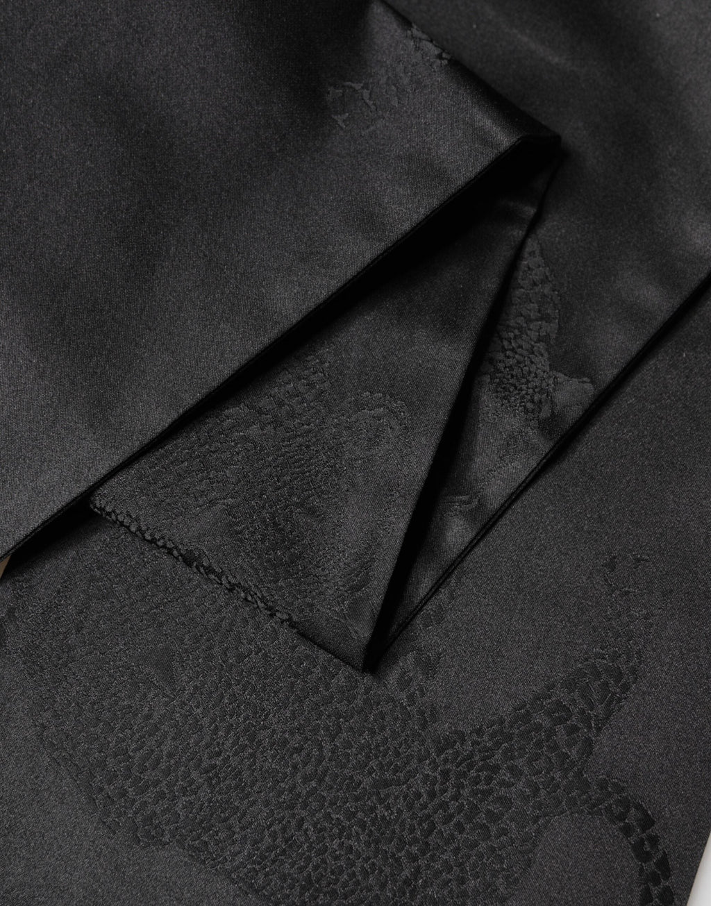 Dolce & Gabbana Black Satin Silk Fringes Neck Foulard Men's Scarf