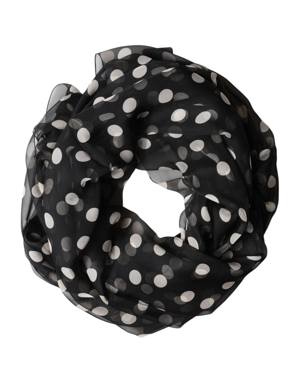 Dolce & Gabbana Black Polka Dot Silk Neck Wrap Shawl 205cm x 137cm Men's Scarf