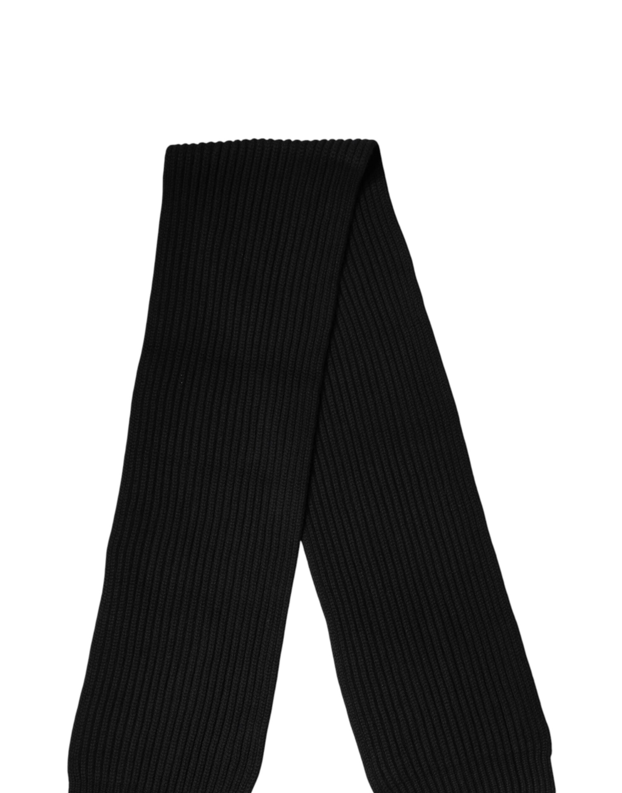 Dolce & Gabbana Black Cashmere Knit Neck Wrap Shawl 202cm x 26cm  Men's Scarf