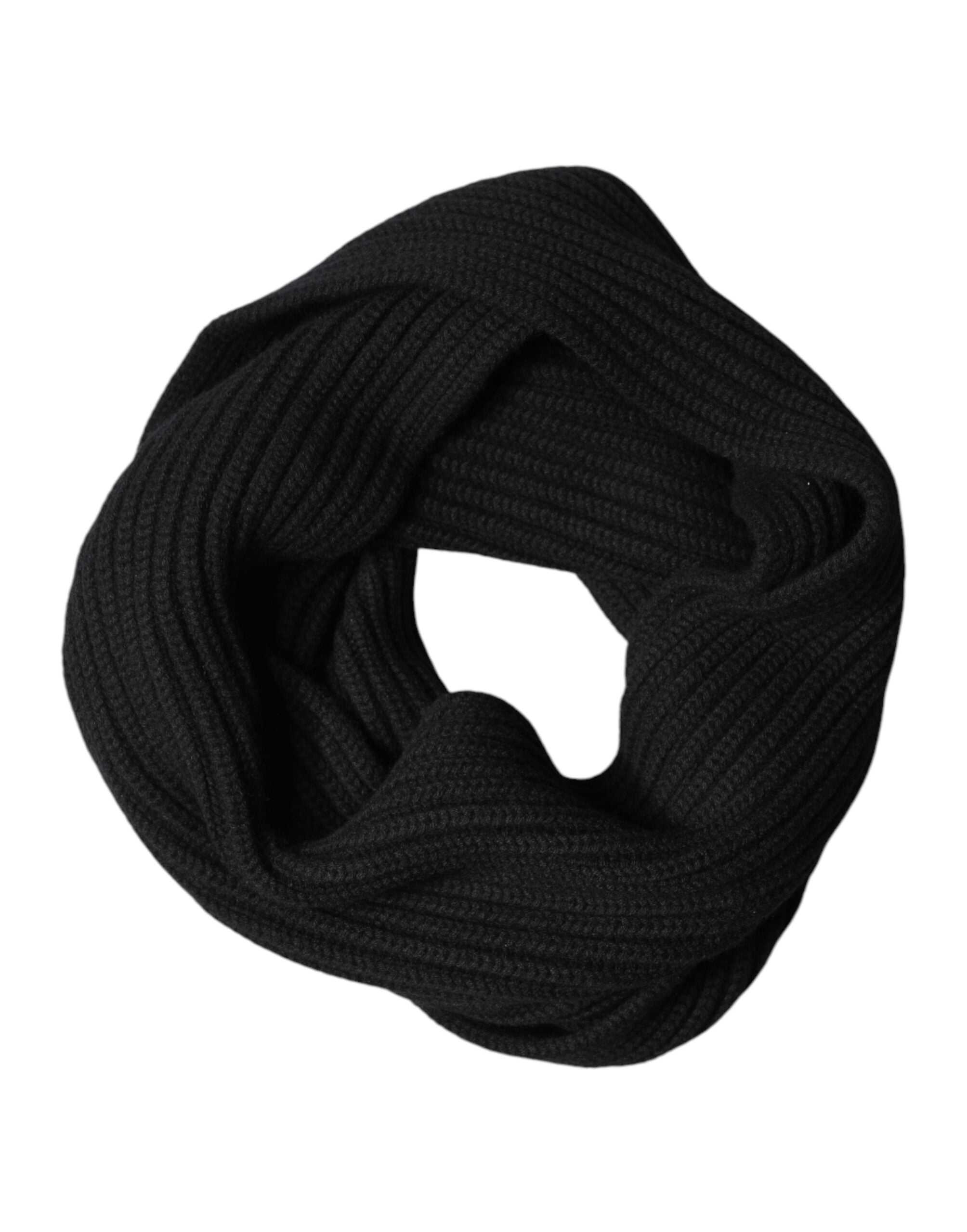 Dolce & Gabbana Black Cashmere Knit Neck Wrap Shawl 202cm x 26cm  Men's Scarf