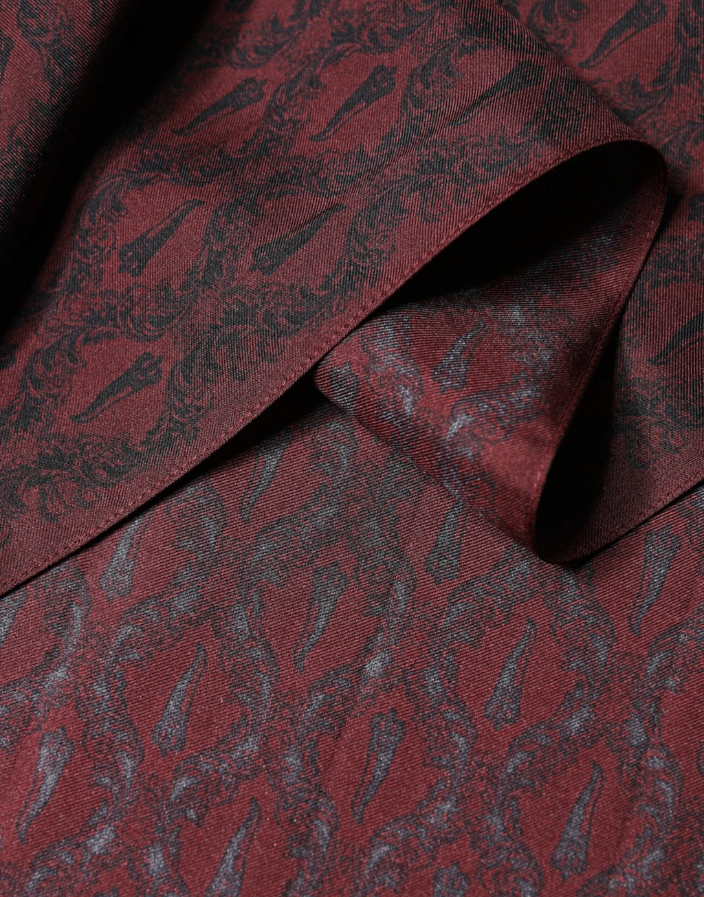 Dolce & Gabbana Maroon Patterned Silk Wrap Foulard Men 133cm x 22cm Men's Scarf