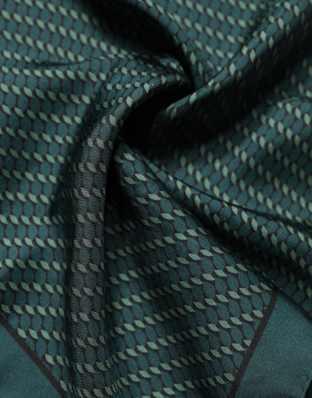 Dolce & Gabbana Dark Green Silk Patterned Handkerchief 32cm x 31cm Men's Scarf