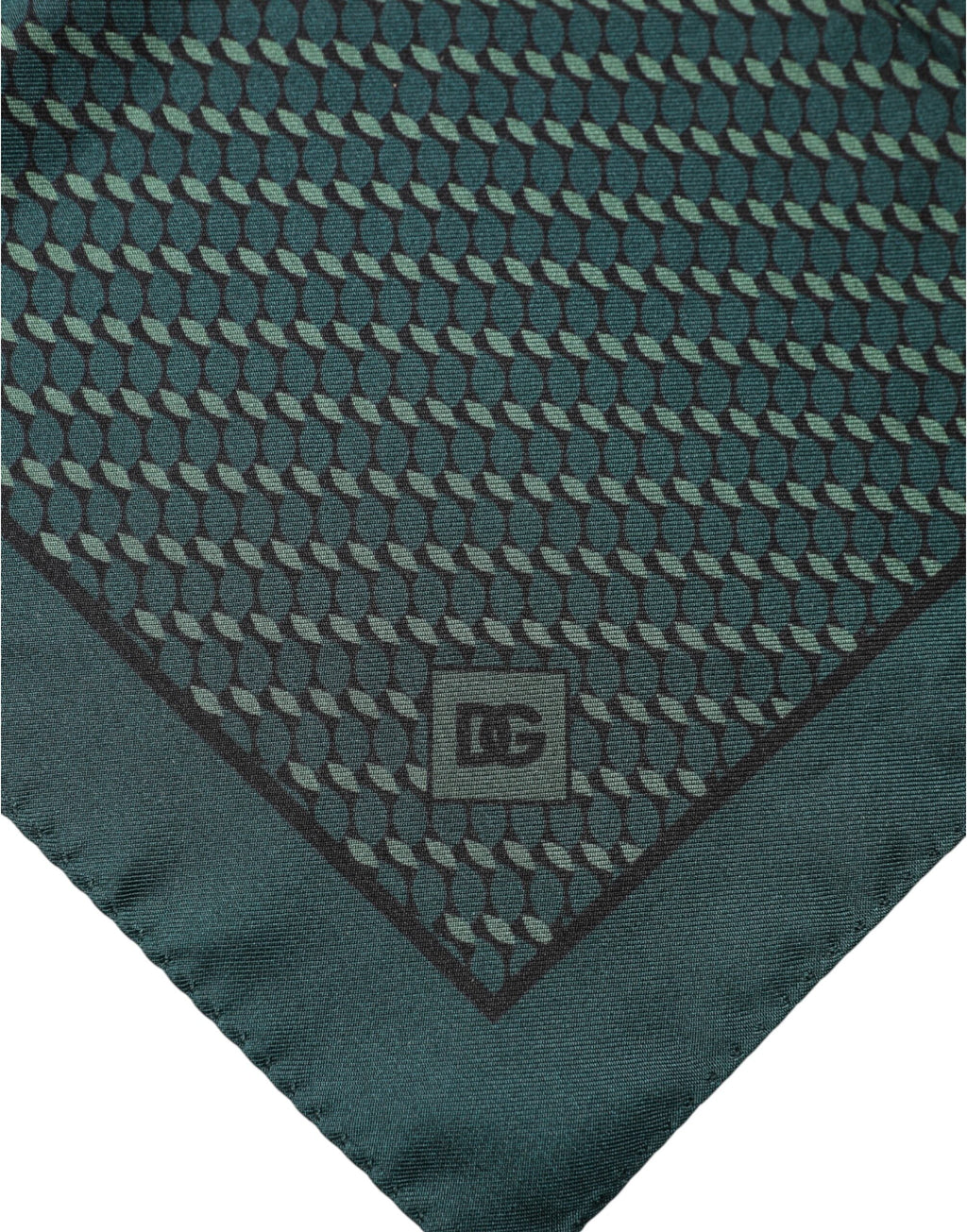 Dolce & Gabbana Dark Green Silk Patterned Handkerchief 32cm x 31cm Men's Scarf