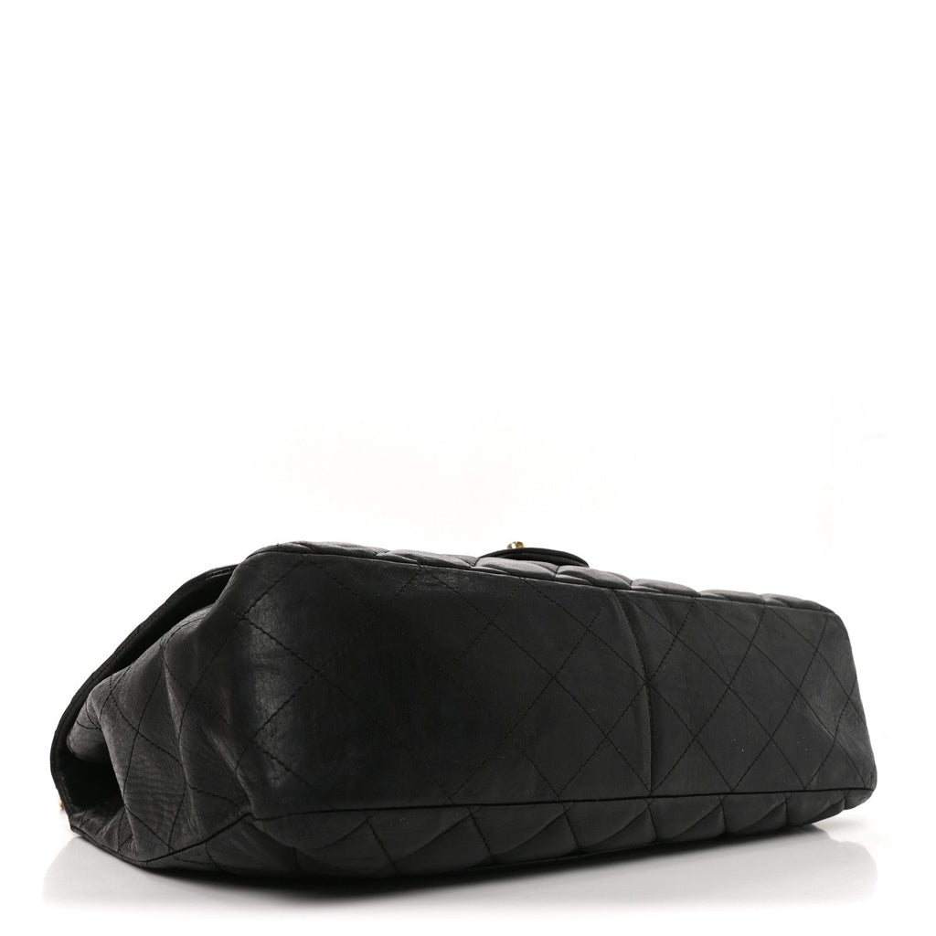 Lambskin Quilted Jumbo Single Flap Black