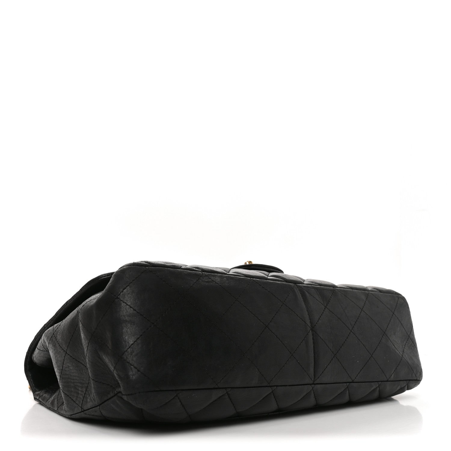 Lambskin Quilted Jumbo Single Flap Black