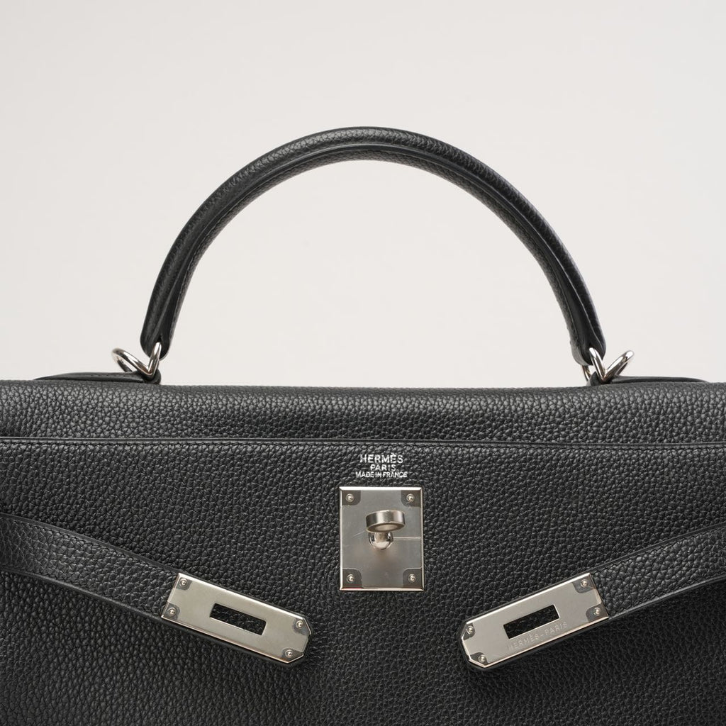 Hermes Vintage Sellier Kelly 32 Togo Black 2004