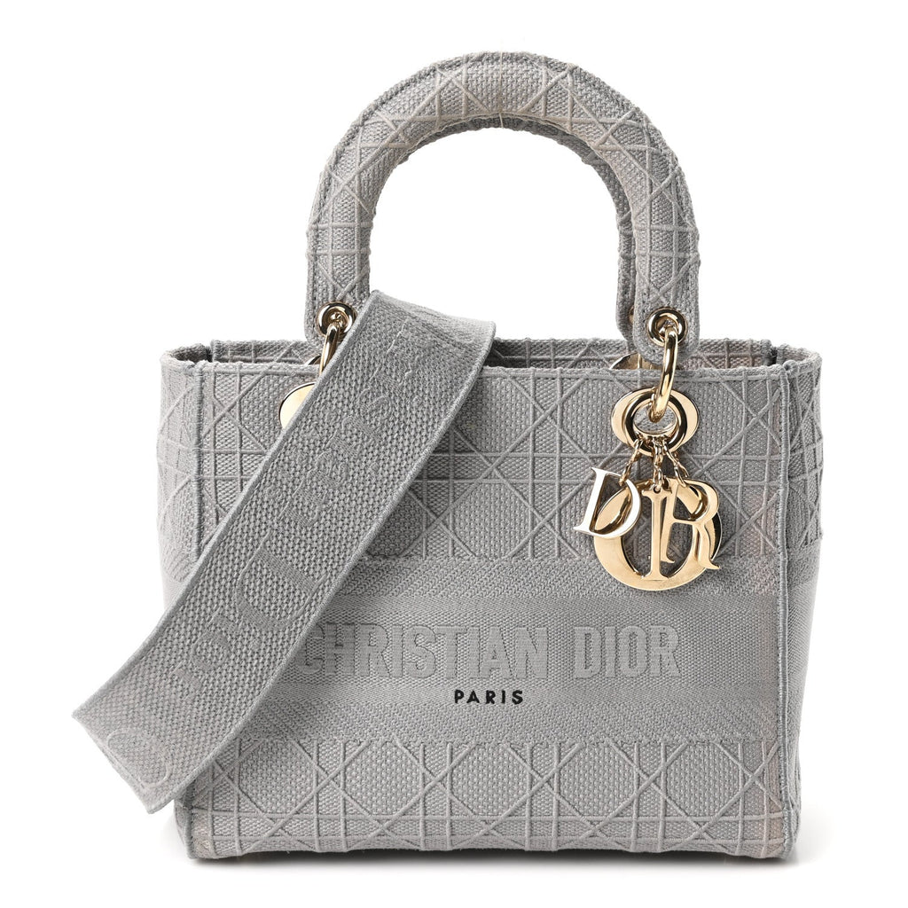 Canvas Embroidered Cannage Medium Lady D-Lite Gray