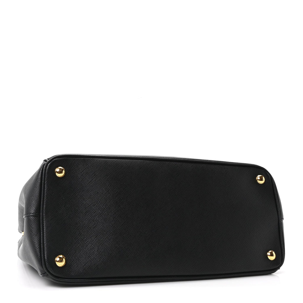 Saffiano Lux Large Galleria Double Zip Tote Black