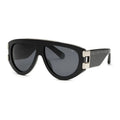 Philipp Plein Sunglasses Shield Full Rim, Shiny Black Frame and Grey Silver Lens SPP127M700G