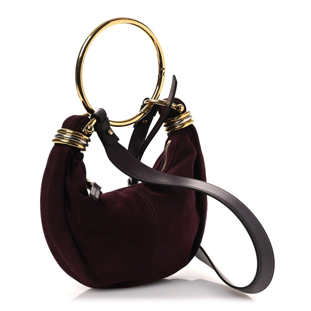 Suede Mini Bracelet Hobo Bag Deep Violine