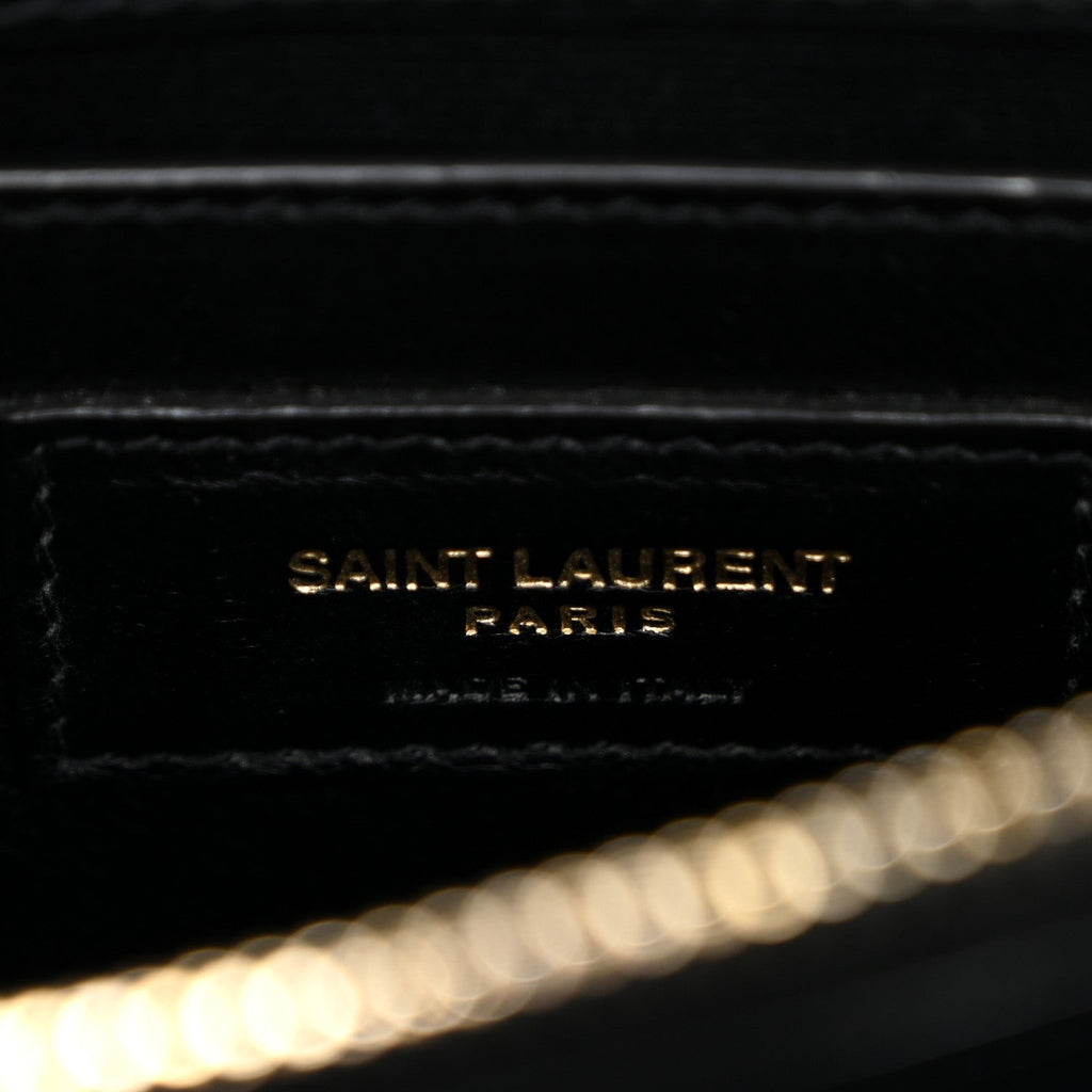 Calfskin Y Quilted Monogram Small Loulou Chain Satchel Black