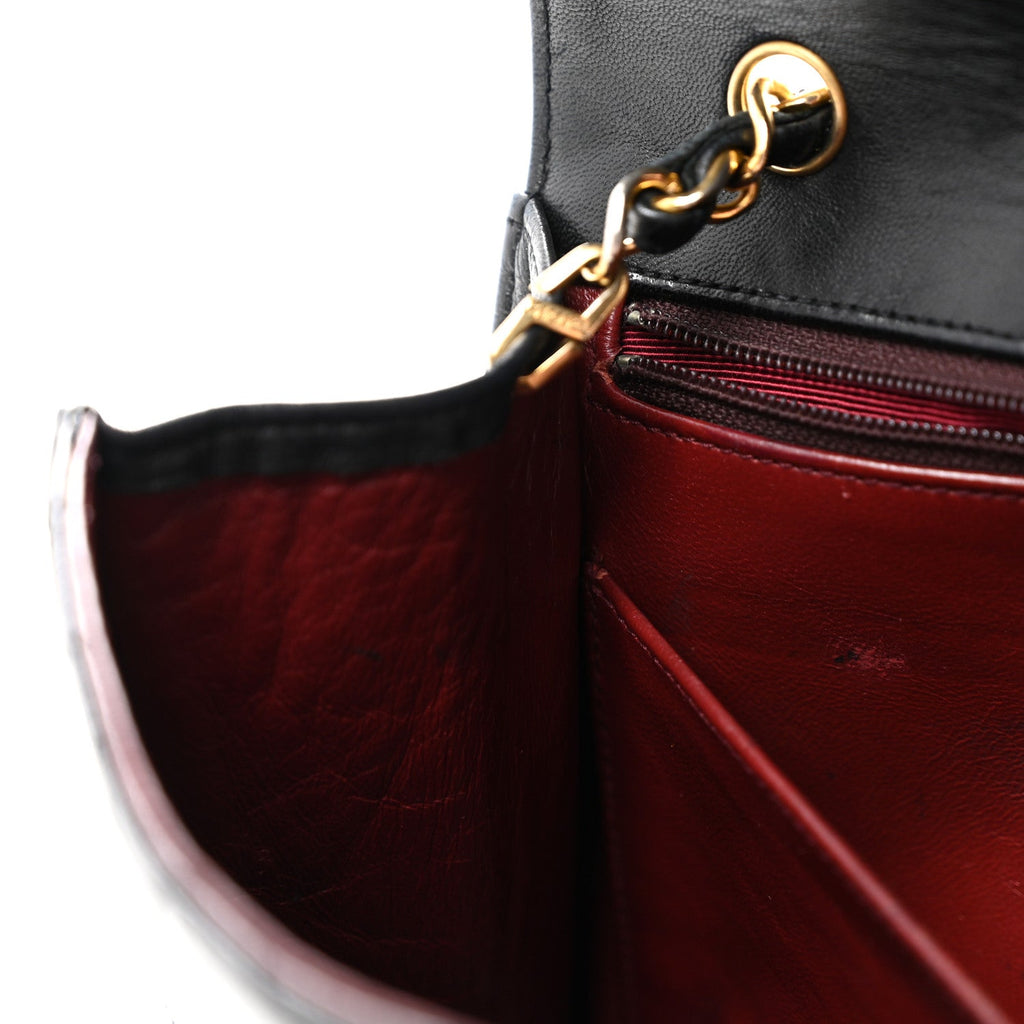 Lambskin Quilted Envelope Flap Black