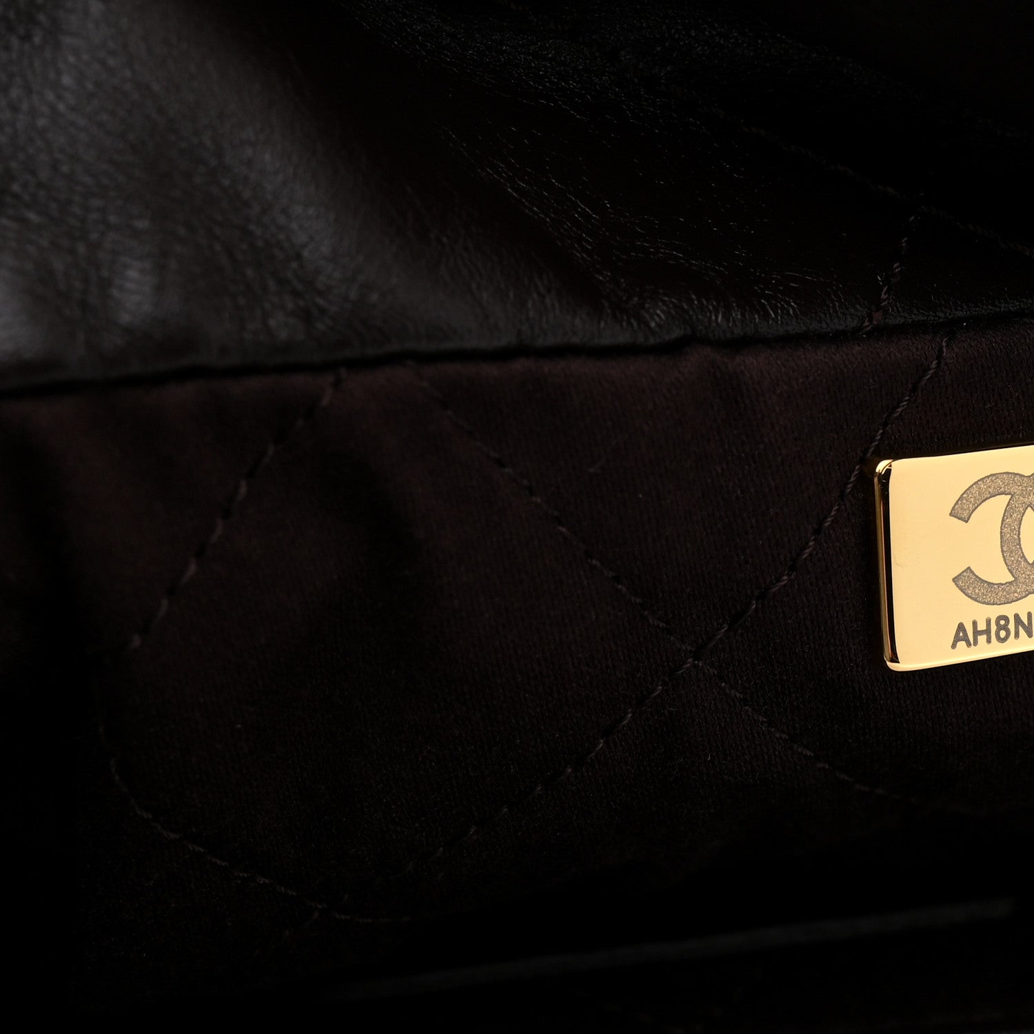 Shiny Calfskin Quilted Small Chanel 22 Dark Brown