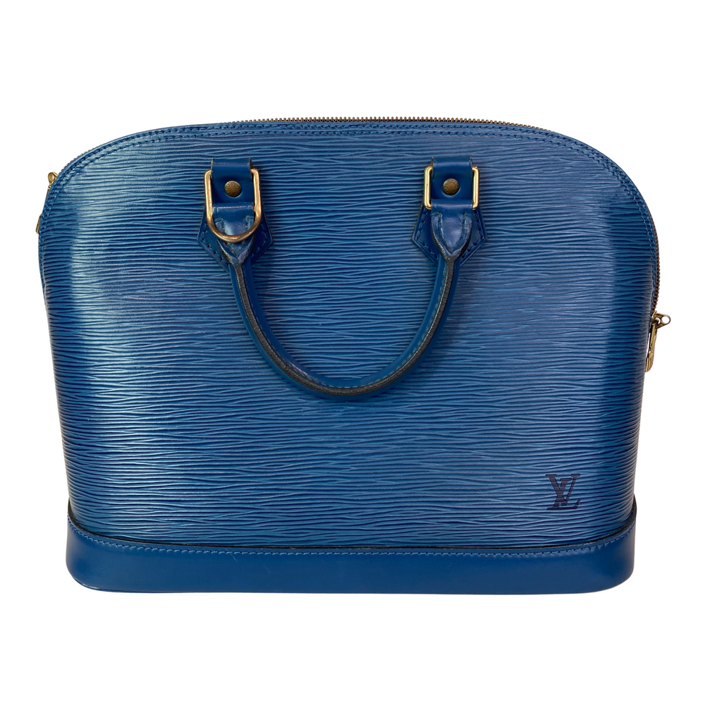LOUIS VUITTON Epi Alma PM Satchel Handbag with Epi Elise Wallet in Blue