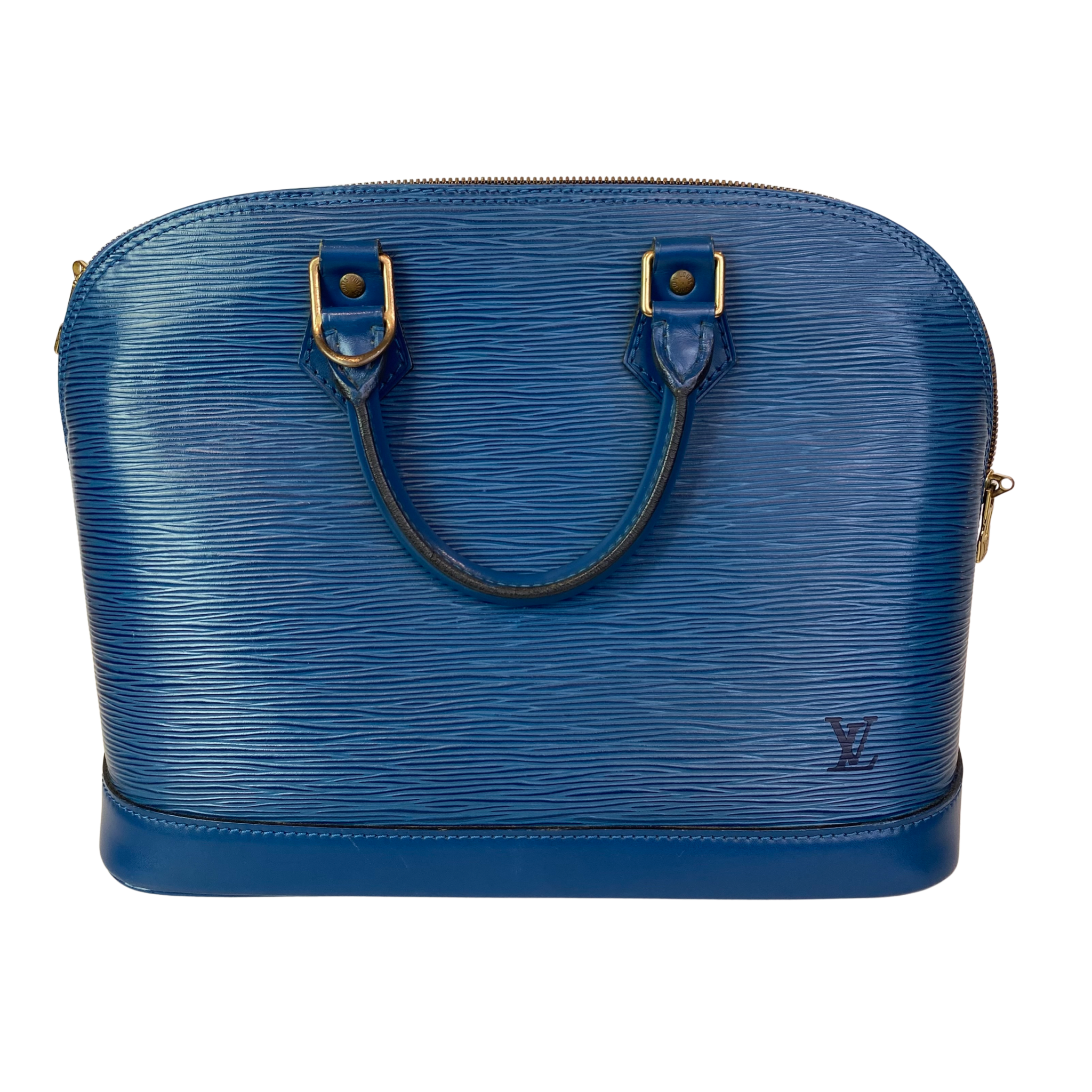 LOUIS VUITTON Epi Alma PM Satchel Handbag with Epi Elise Wallet in Blue