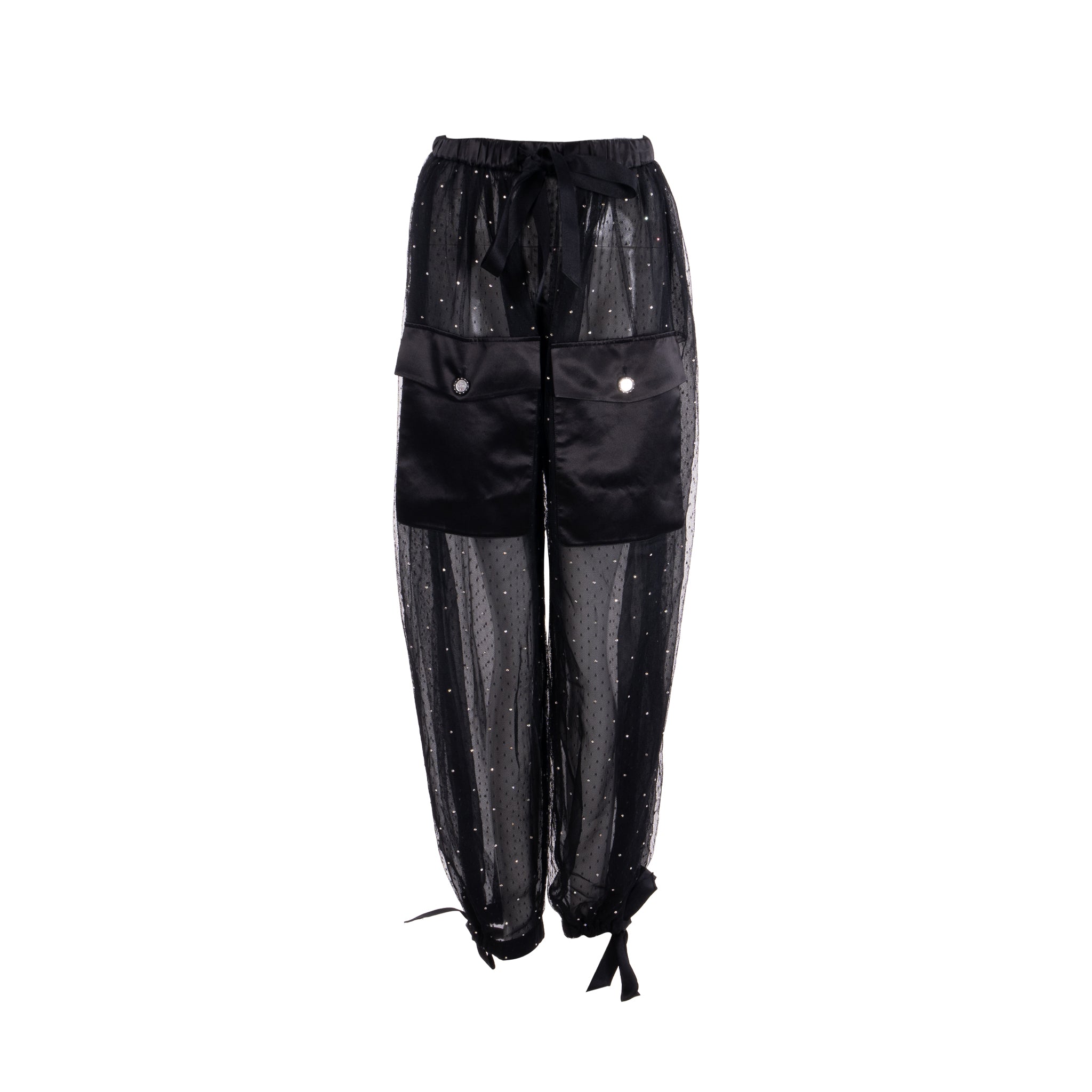 Chanel size 36 19C transparent pants polyamide/ silk black