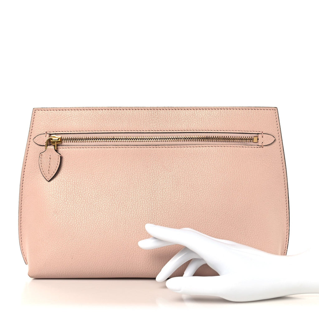 Grainy Calfskin Wristlet Clutch Ash Rose