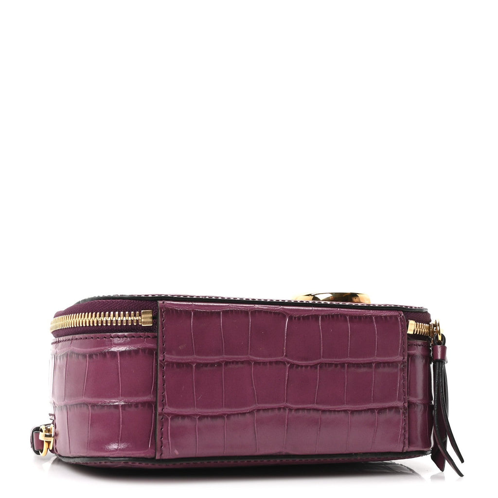 Calfskin Crocodile Embossed Mini C Vanity Bag Crushed Violet