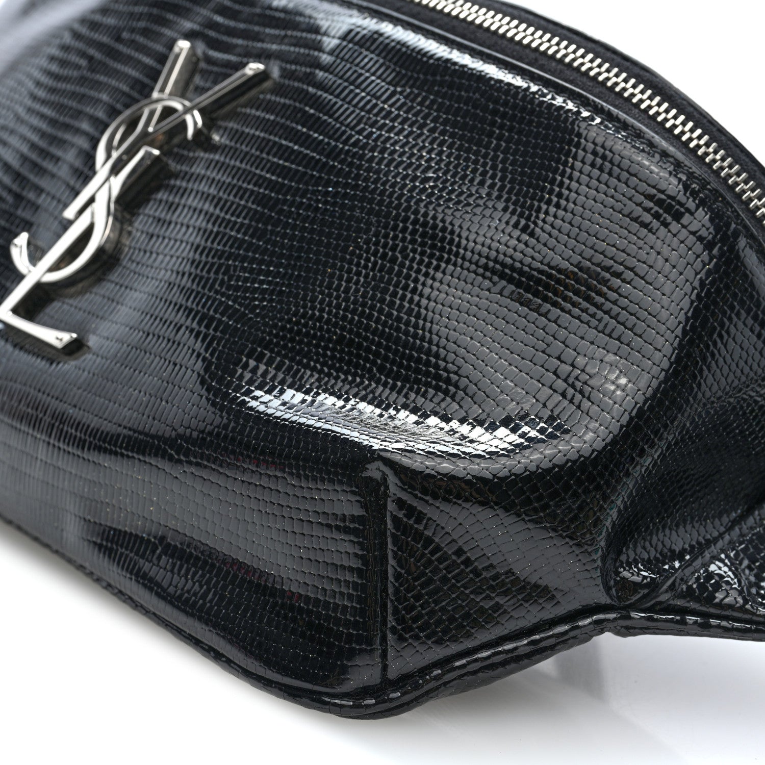 Lizard Embossed Calfskin Belt Bag Black