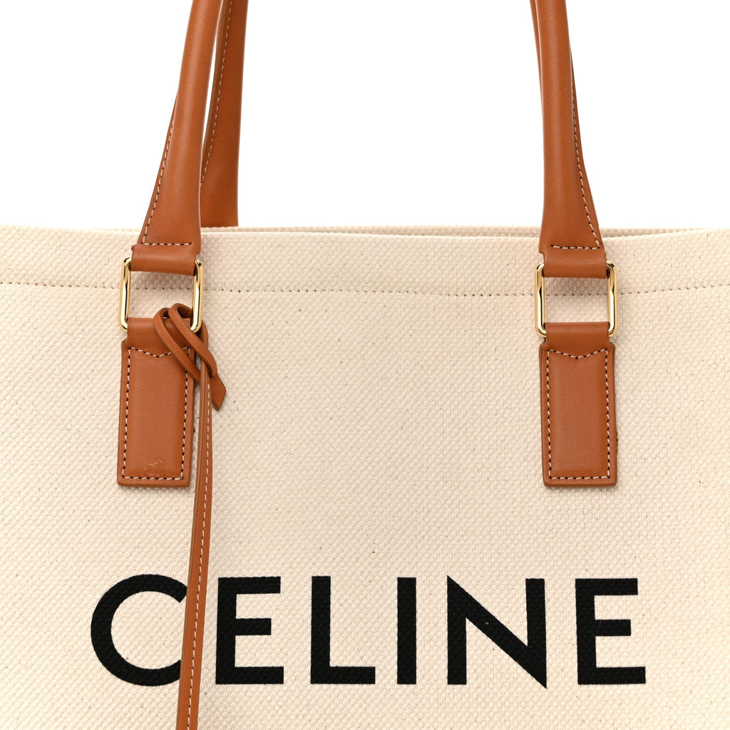 Canvas Calfskin Horizontal Cabas Natural Tan