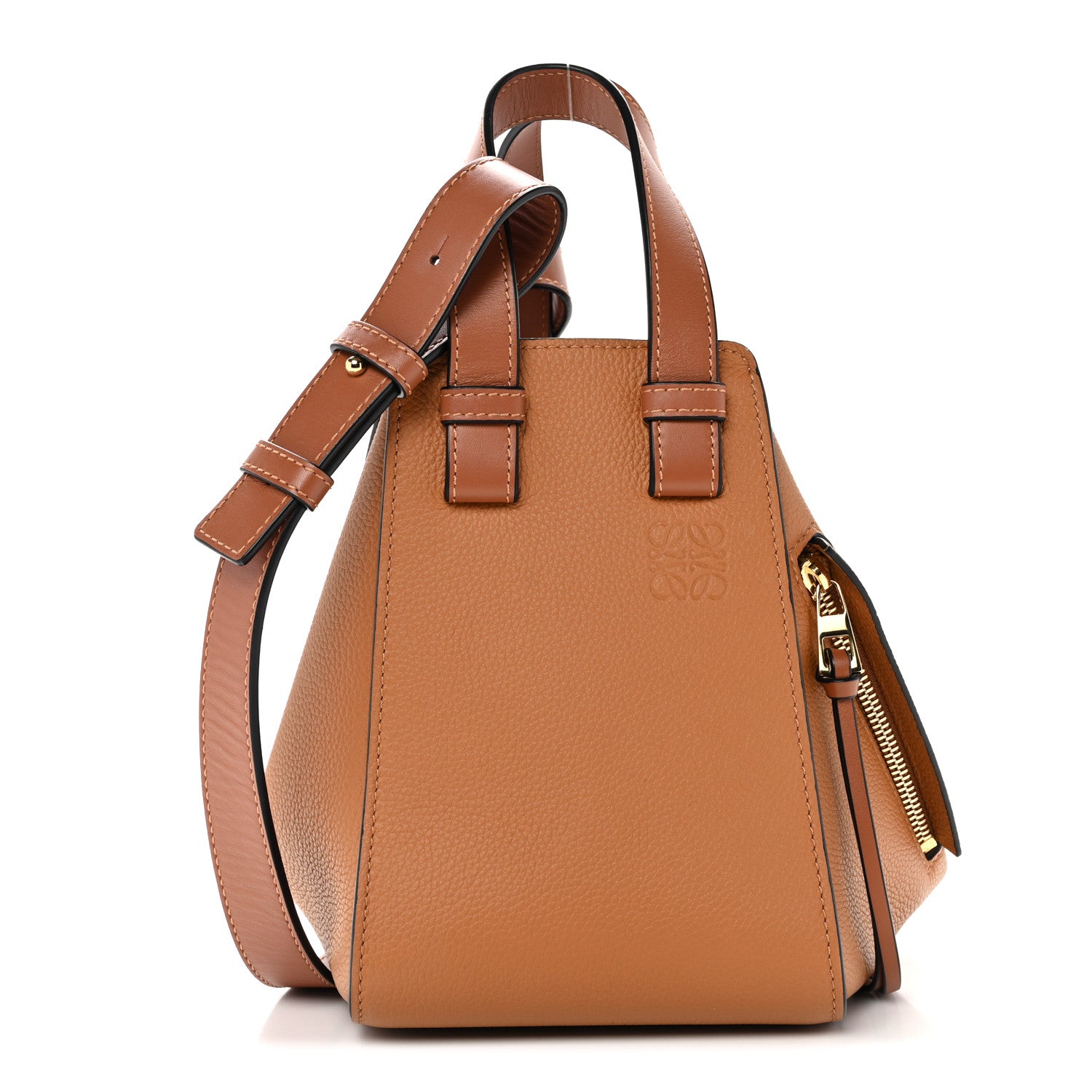 Grained Calfskin Mini Hammock Shoulder Bag Light Caramel