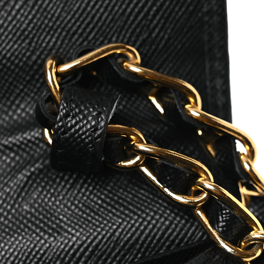 Saffiano Metal Oro Chain Wallet Black