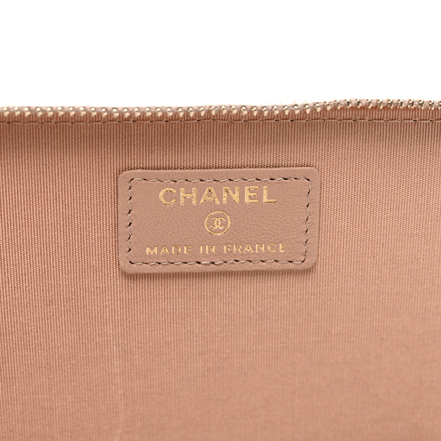 Lambskin Quilted Small Top Handle Vanity Case With Chain Beige