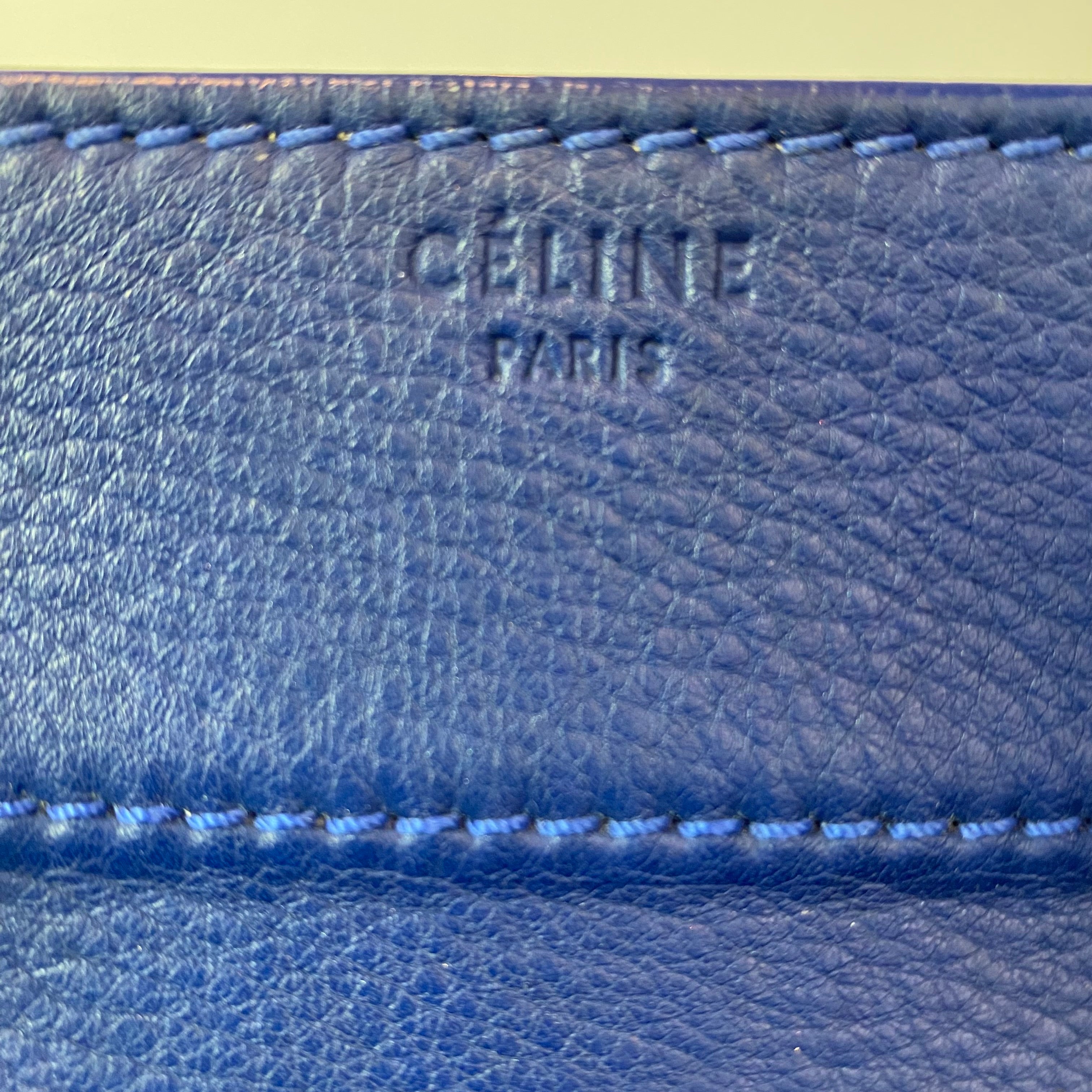 CELINE Phantom Leather Tote Shoulder Bag Blue