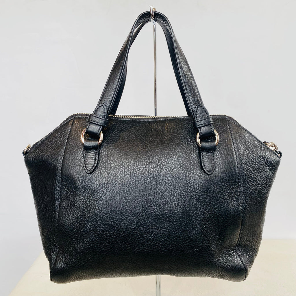 COACH Coach Black Leather Zip Carryall Satchel Handbag