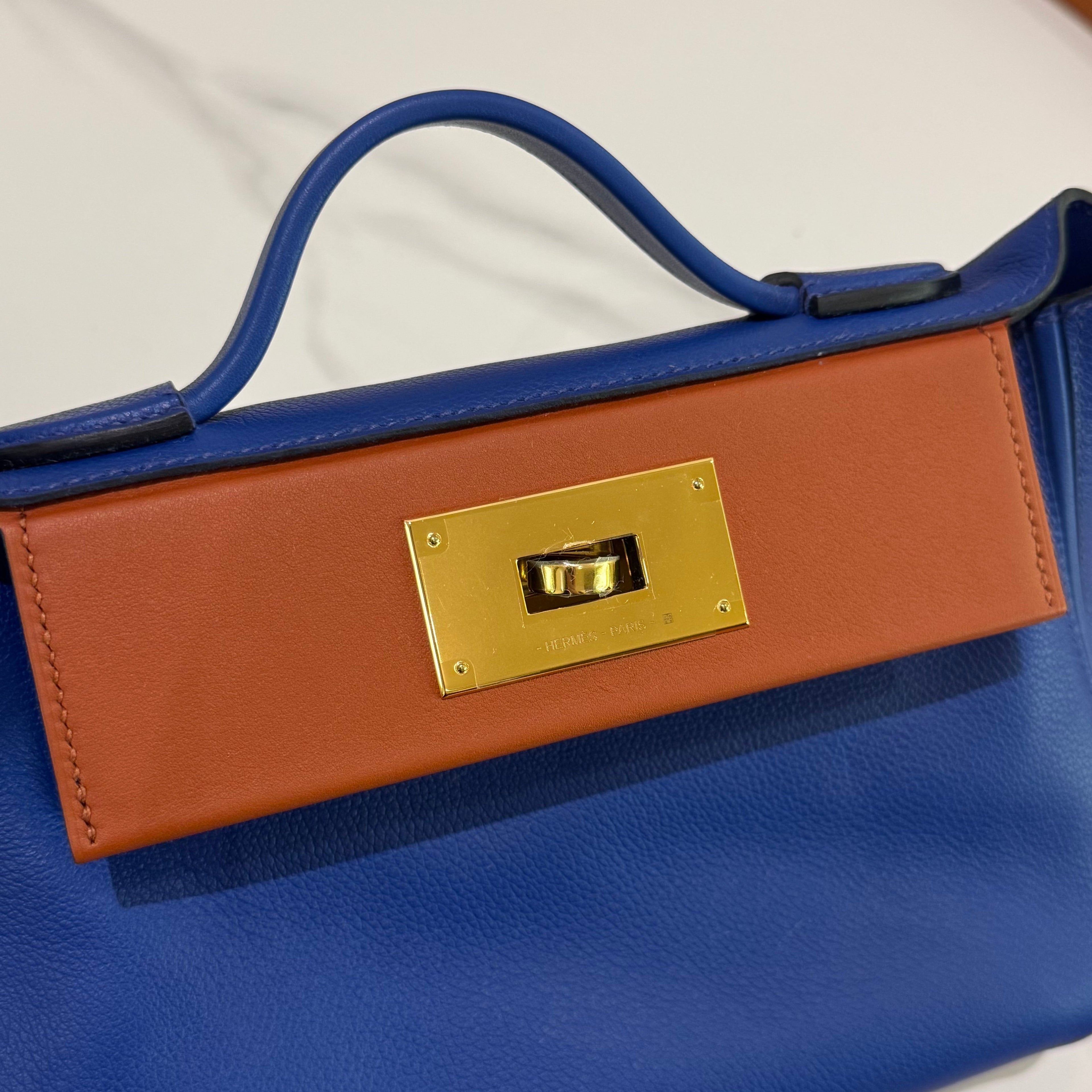 HERMÈS 2424 MINI BAG – BLUE LEATHER COMBINATION STAMP U
