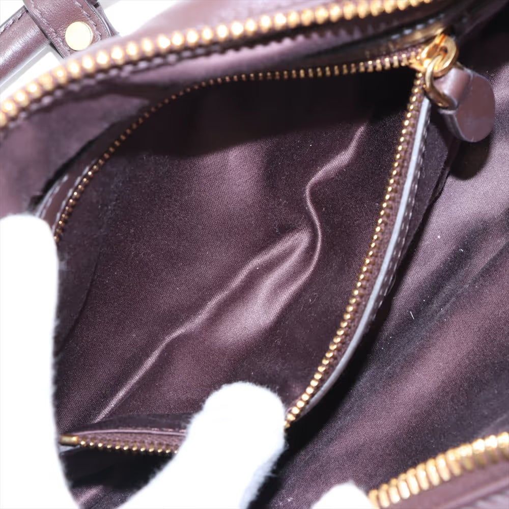 Miu Miu Arkady Leather Two-Way Handbag Brown