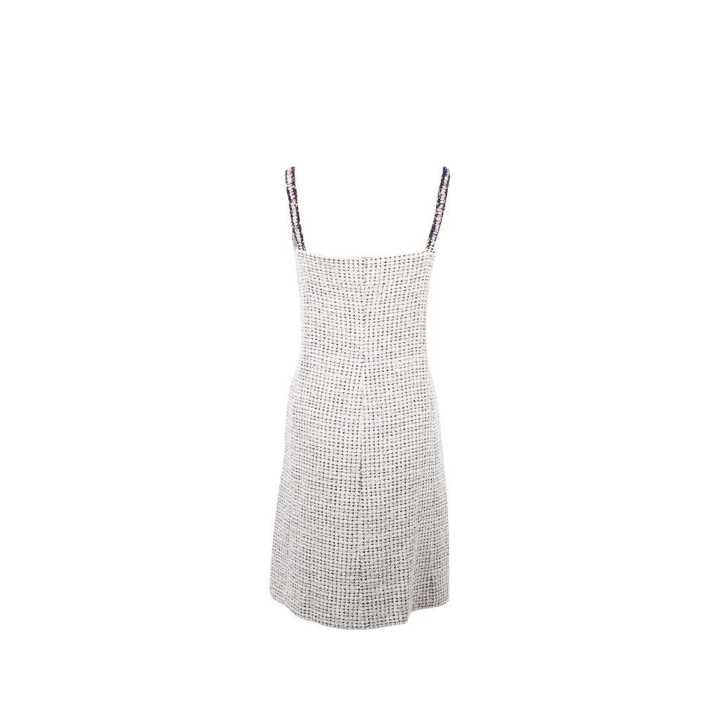 Chanel size 34 21P Tweed dress cotton/polyester white/black