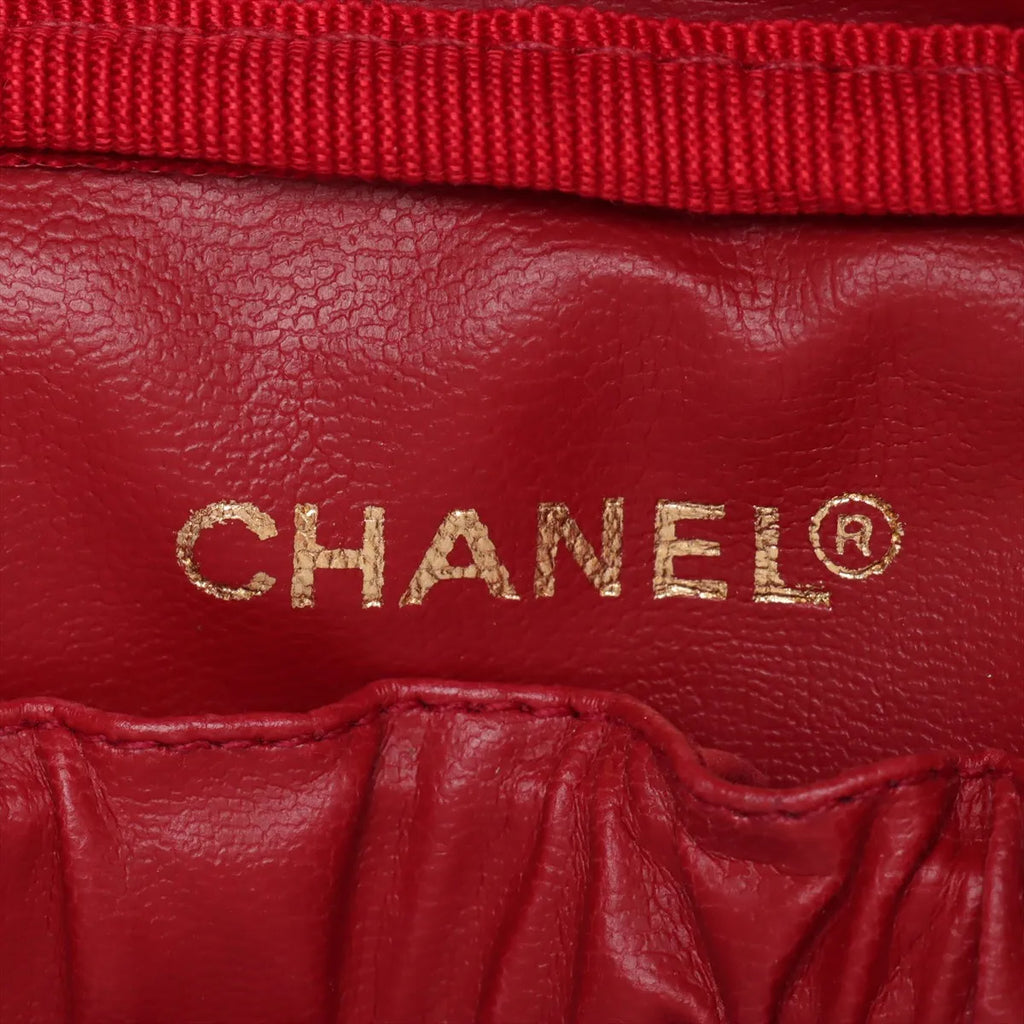 Chanel CC Logo Caviar Skin Vanity Bag Red