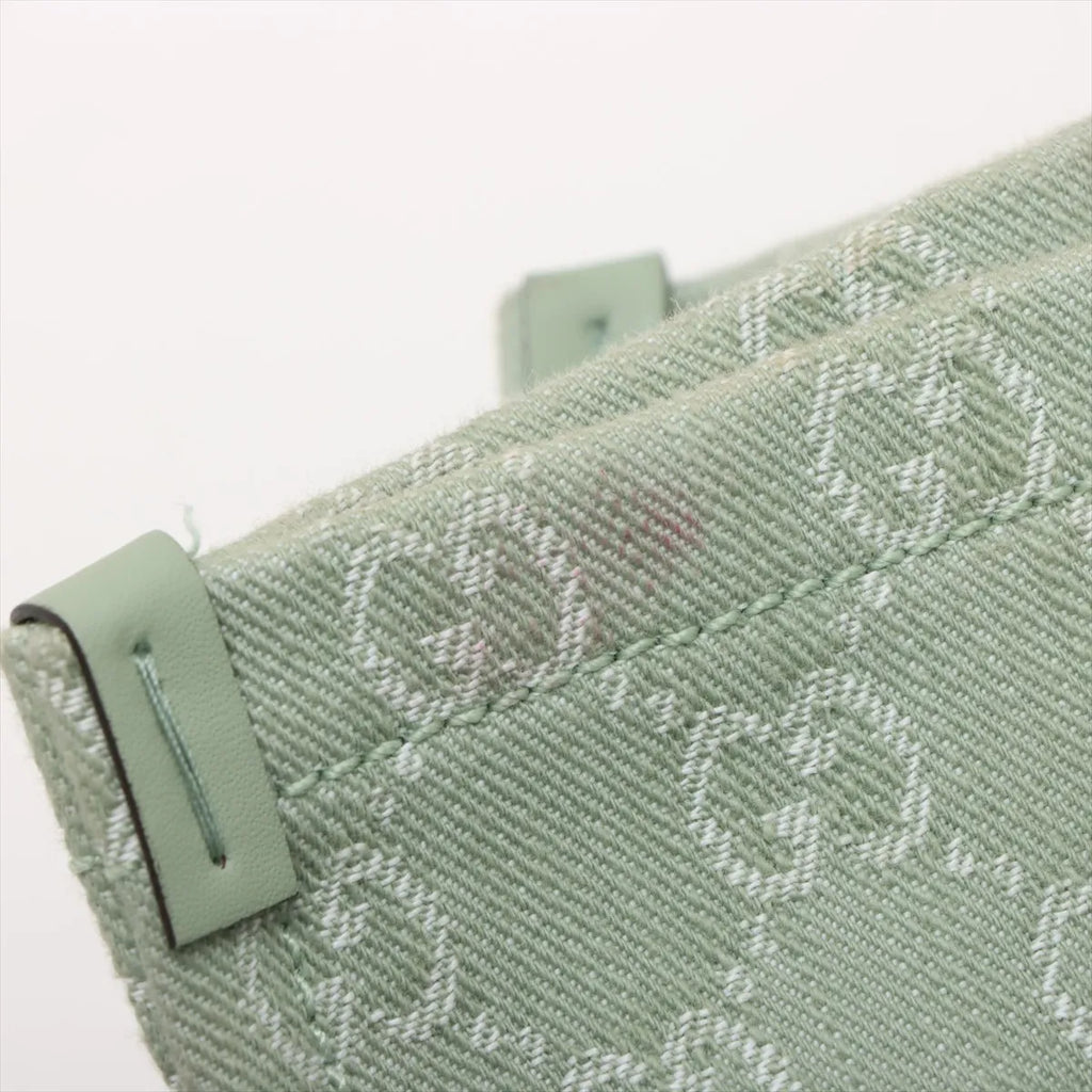Gucci GG Logo Denim Tote Bag Green