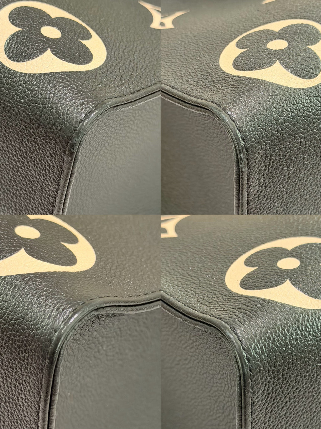 LOUIS VUITTON ON THE GO TOTE MEDIUM BLACK AND WHITE EMBOSSED LEATHER BAG