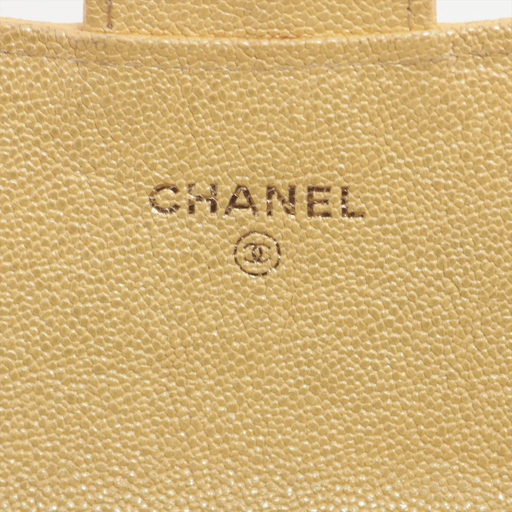 Chanel CC Logo Matelasse Caviar Skin Long Wallet Yellow