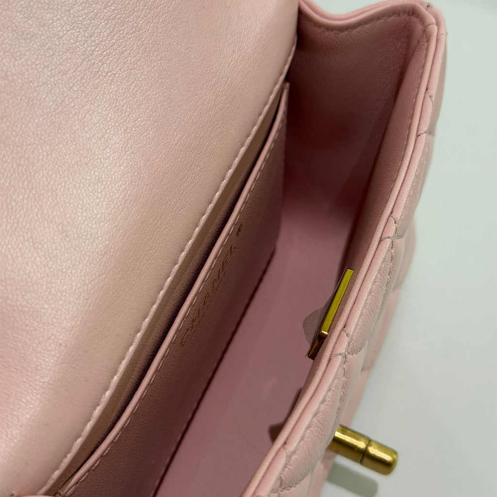Chanel CF Mini Pink Lambskin Pearl Chain Bag