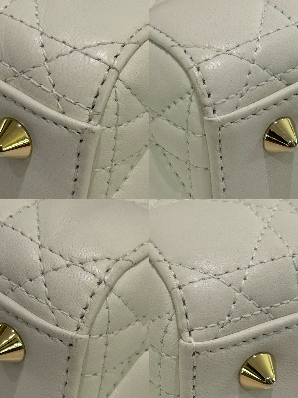 DIOR LADY DIOR SMALL WHITE LAMBSKIN (FOUR GUSSETS)