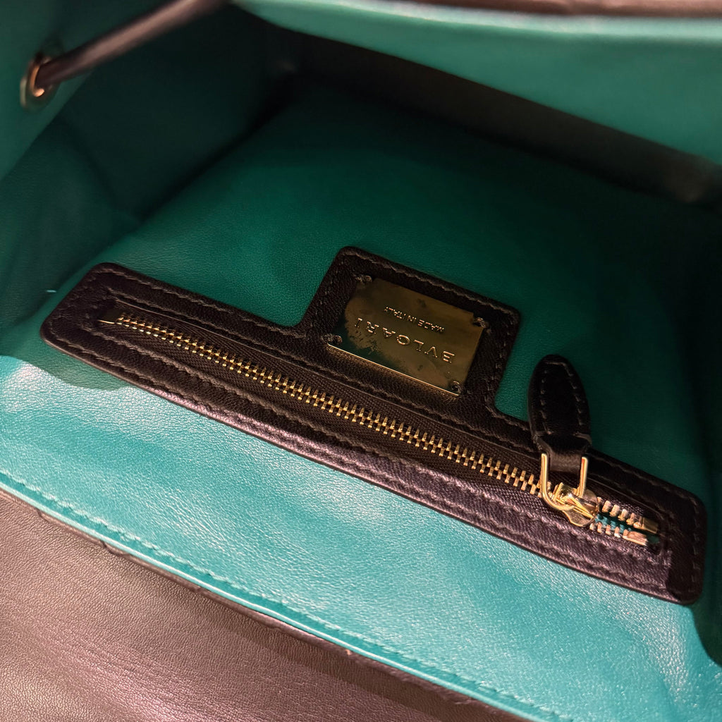 Bvlgari Serpenti Forever Black V-Quilted Enamel Snakehead Backpack