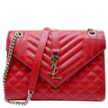 YVES SAINT LAURENT Envelope Flap Matelasse Leather Shoulder Bag Red