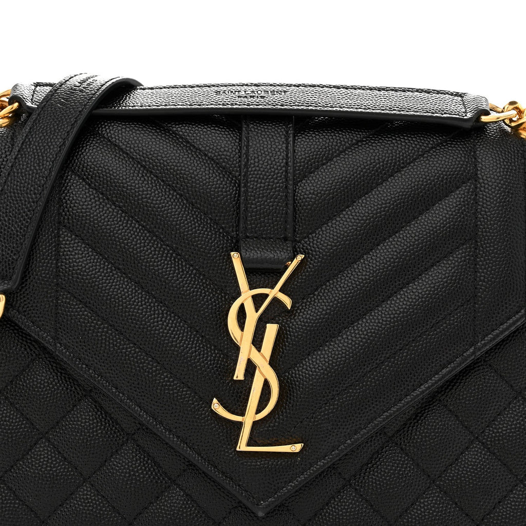 Grain De Poudre Textured Mixed Matelasse Triquilt Medium Monogram Satchel Black