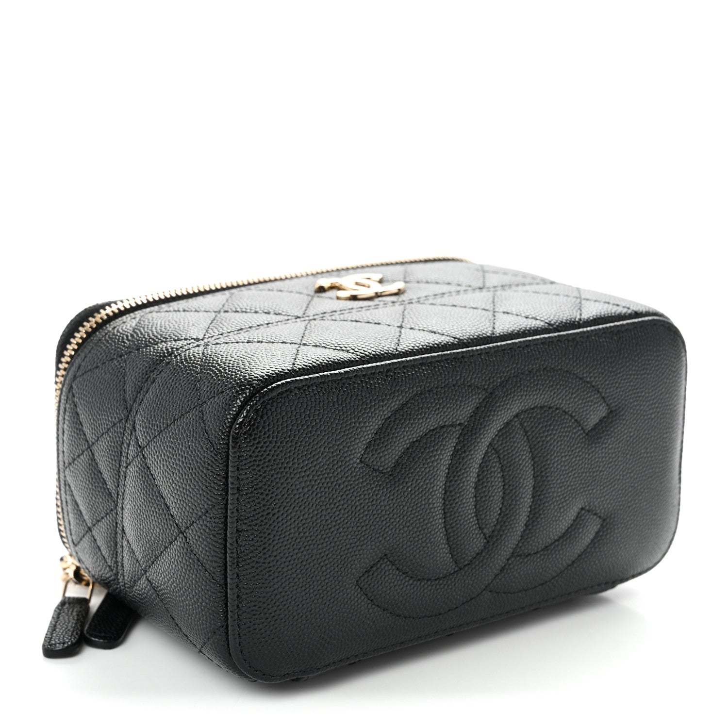 Caviar Quilted Trendy Handle Mini Vanity Black