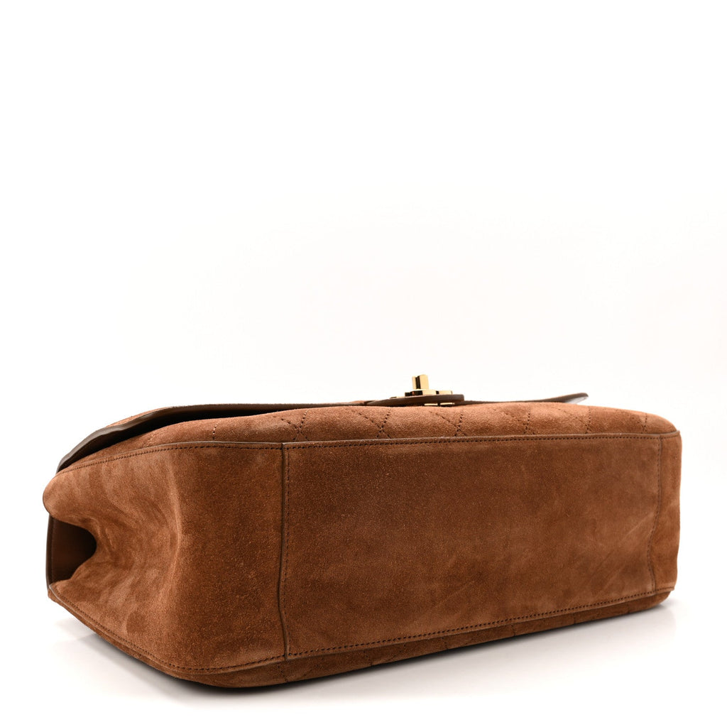 Suede Calfskin Small Souplissimo Maxi Flap Camel