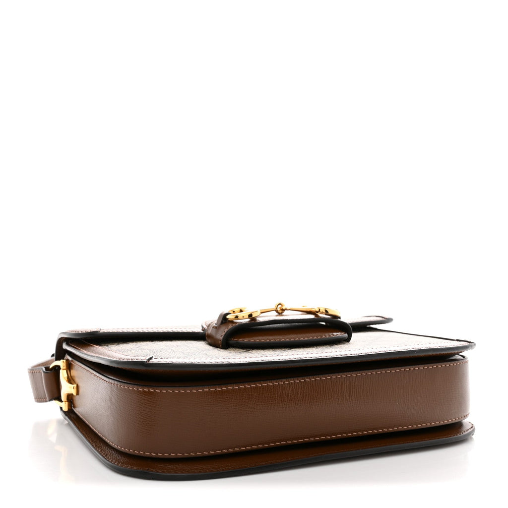 GG Supreme Monogram Horsebit 1955 Shoulder Bag Beige Brown Sugar