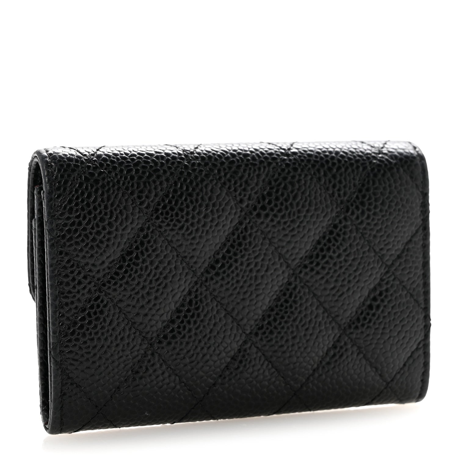 Caviar Quilted Flap Card Holder Black