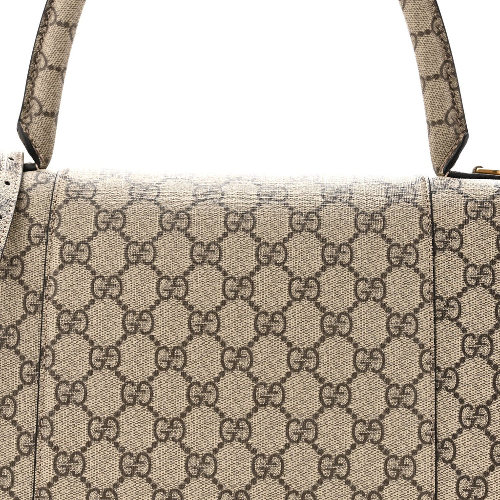 X GUCCI GG Supreme Monogram Medium Hourglass Top Handle Bag Beige Ebony