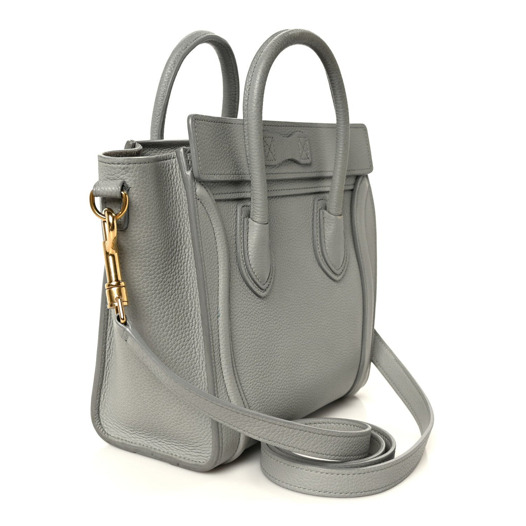 Drummed Calfskin Nano Luggage Pearl Blue