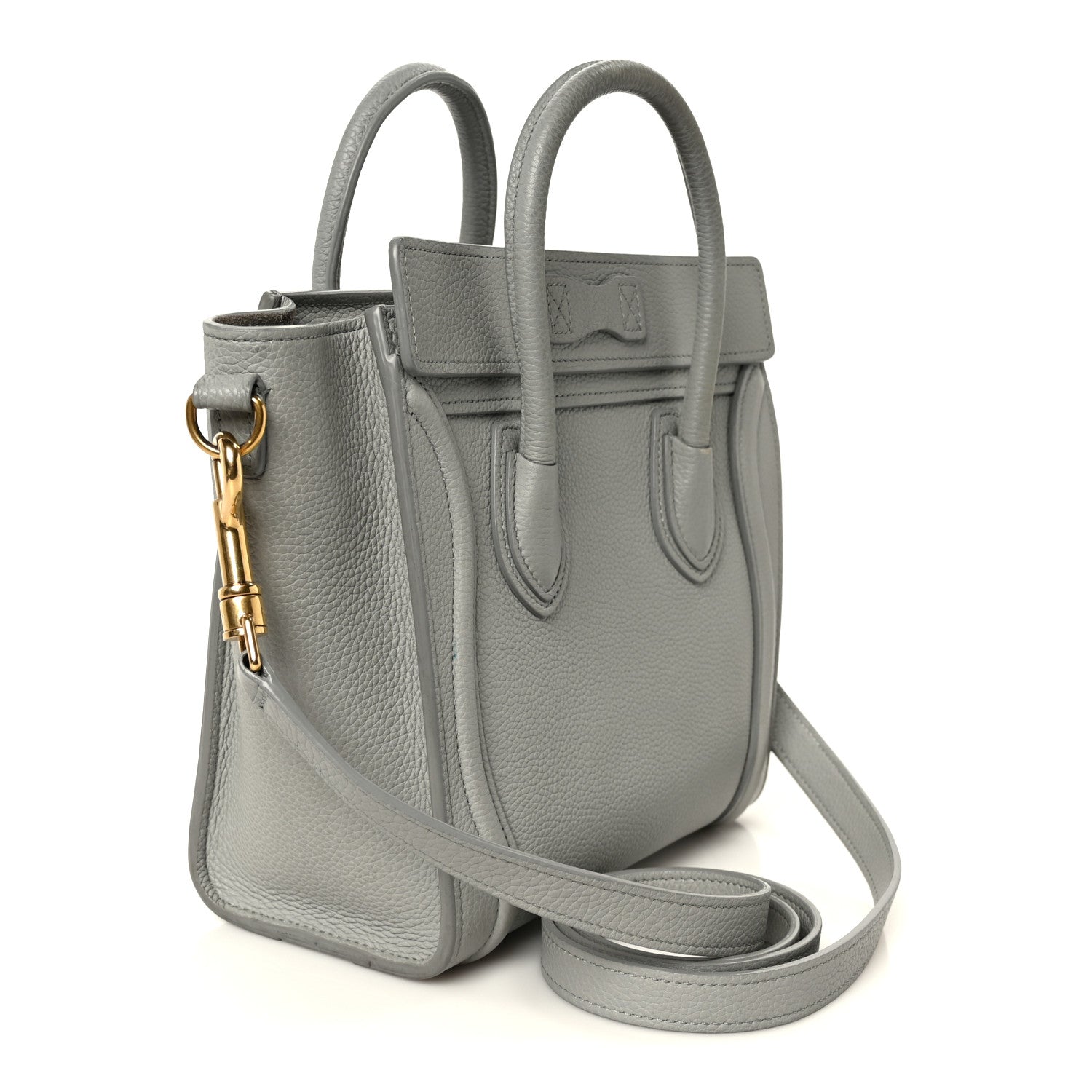 Drummed Calfskin Nano Luggage Pearl Blue