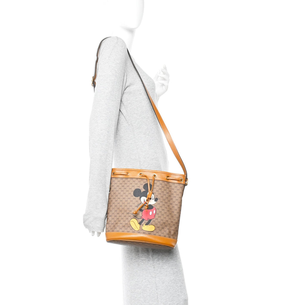 X DISNEY Mini Vintage GG Supreme Monogram Bucket Bag Beige Vintage Sun Oil