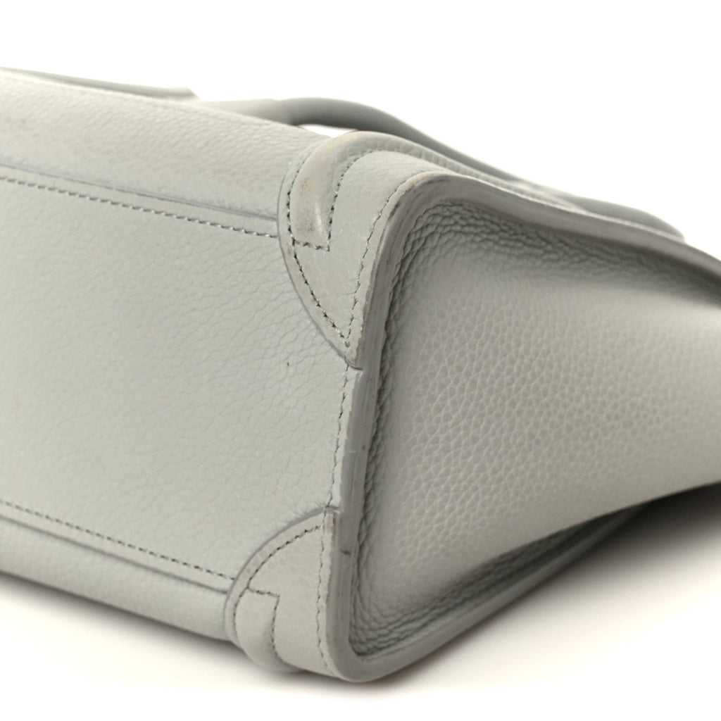 Drummed Calfskin Nano Luggage Pearl Blue
